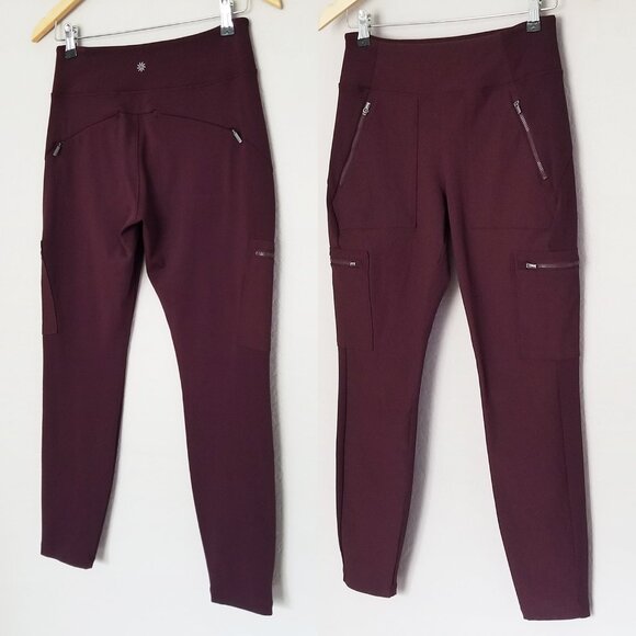 Athleta Headlands Hybrid High Rise Cargo Legging Pants Spiced Cabernet 6P $119 - Picture 6 of 16